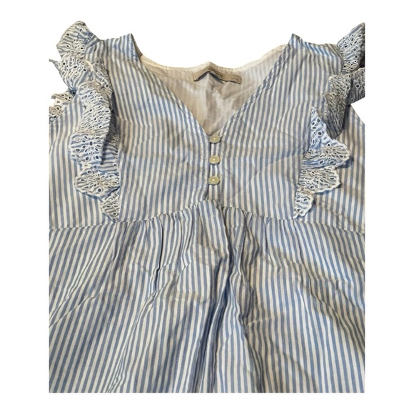 🚨Host Pick 🚨LOFT White Eyelet Midi Dress. Blue and white striped. - Picture 6 of 9